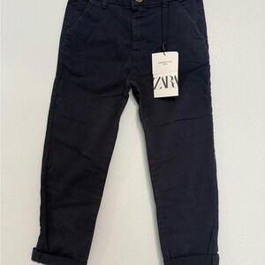 Zara Kids Slim Fit Garment Dyed Navy Blue Chino Pants Size 7 122cm